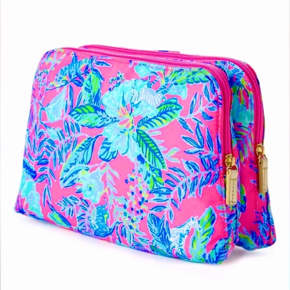 Lilly Pulitzer Thompson Clutch Pouch Bag - Pink Isle Lil Earned Stripes New NWT - Picture 7 of 11